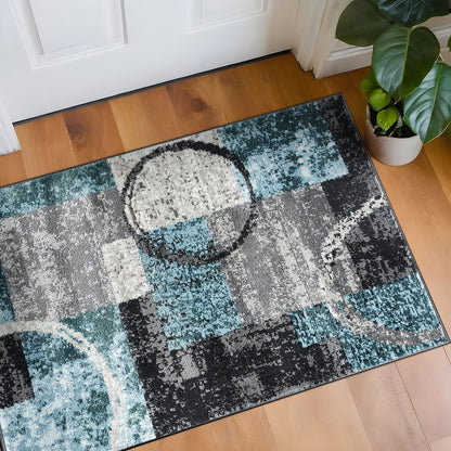 World Rug Gallery Abstract Polypropylene Machine-Made Circle Area Rug