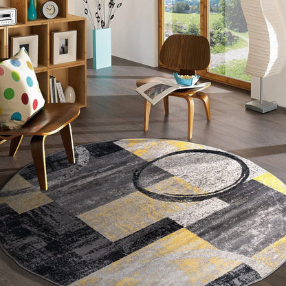 World Rug Gallery Abstract Polypropylene Machine-Made Circle Area Rug