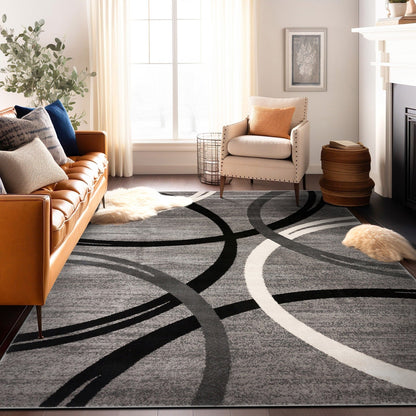 World Rug Gallery Contemporary Abstract Circles Design Area Rug