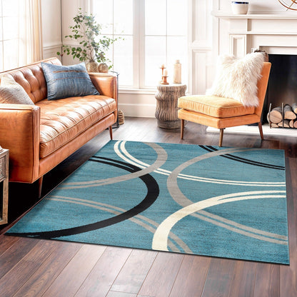 World Rug Gallery Contemporary Abstract Circles Design Area Rug