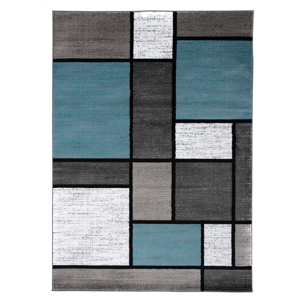 World Rug Gallery Contemporary Modern Boxed Color Block Area Rug