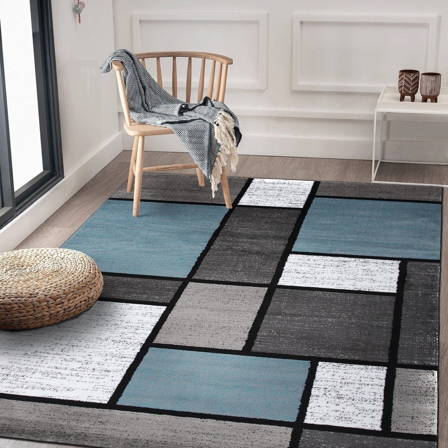 World Rug Gallery Contemporary Modern Boxed Color Block Area Rug