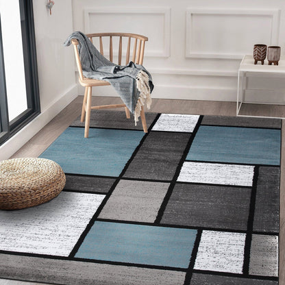 World Rug Gallery Contemporary Modern Boxed Color Block Area Rug