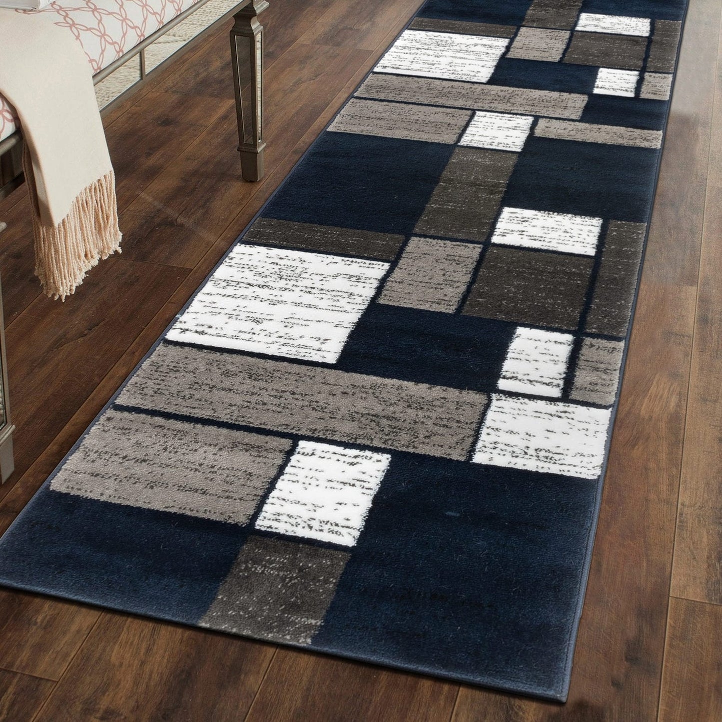 World Rug Gallery Contemporary Modern Boxed Color Block Area Rug