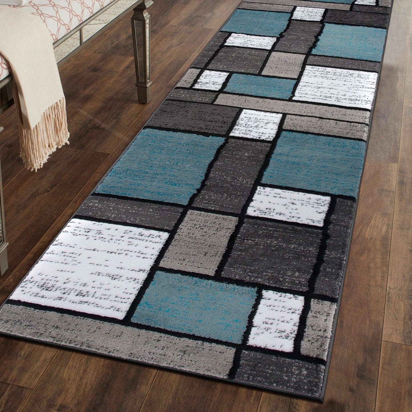 World Rug Gallery Contemporary Modern Boxed Color Block Area Rug