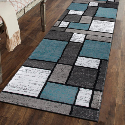 World Rug Gallery Contemporary Modern Boxed Color Block Area Rug