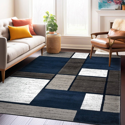 World Rug Gallery Contemporary Modern Boxed Color Block Area Rug