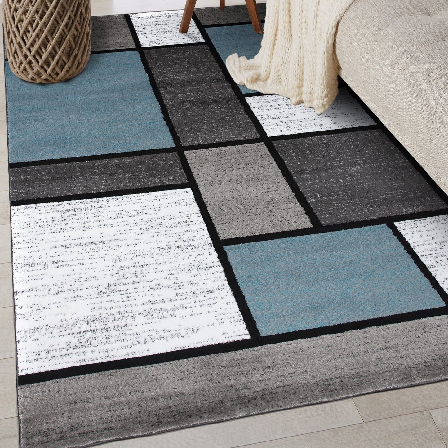 World Rug Gallery Contemporary Modern Boxed Color Block Area Rug