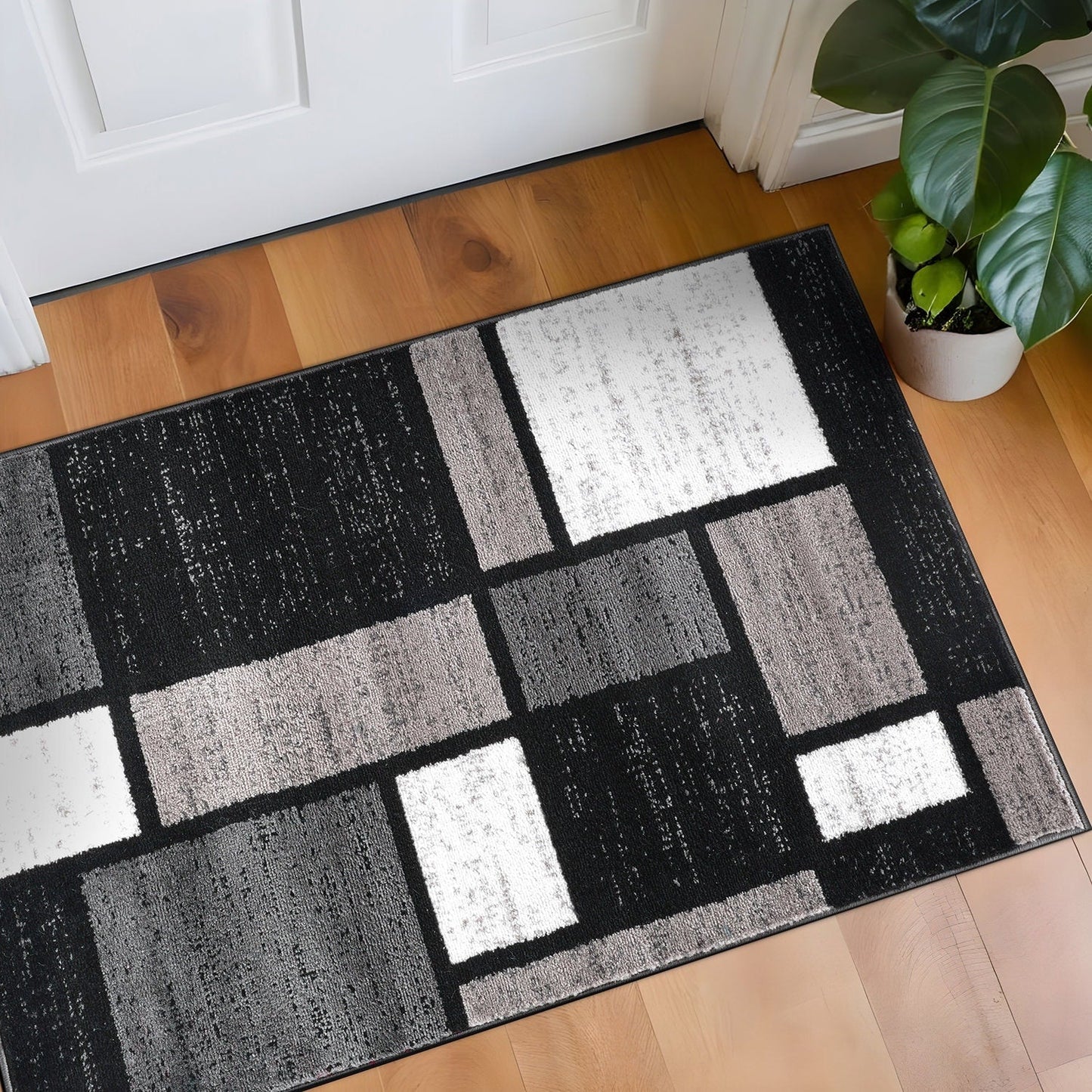 World Rug Gallery Contemporary Modern Boxed Color Block Area Rug