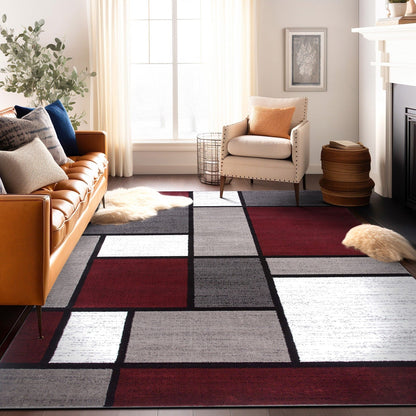 World Rug Gallery Contemporary Modern Boxed Color Block Area Rug