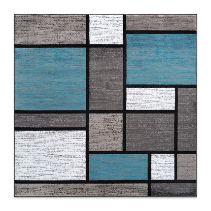 World Rug Gallery Contemporary Modern Boxed Color Block Area Rug