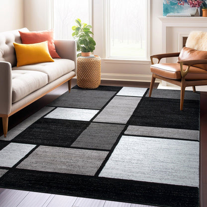 World Rug Gallery Contemporary Modern Boxed Color Block Area Rug