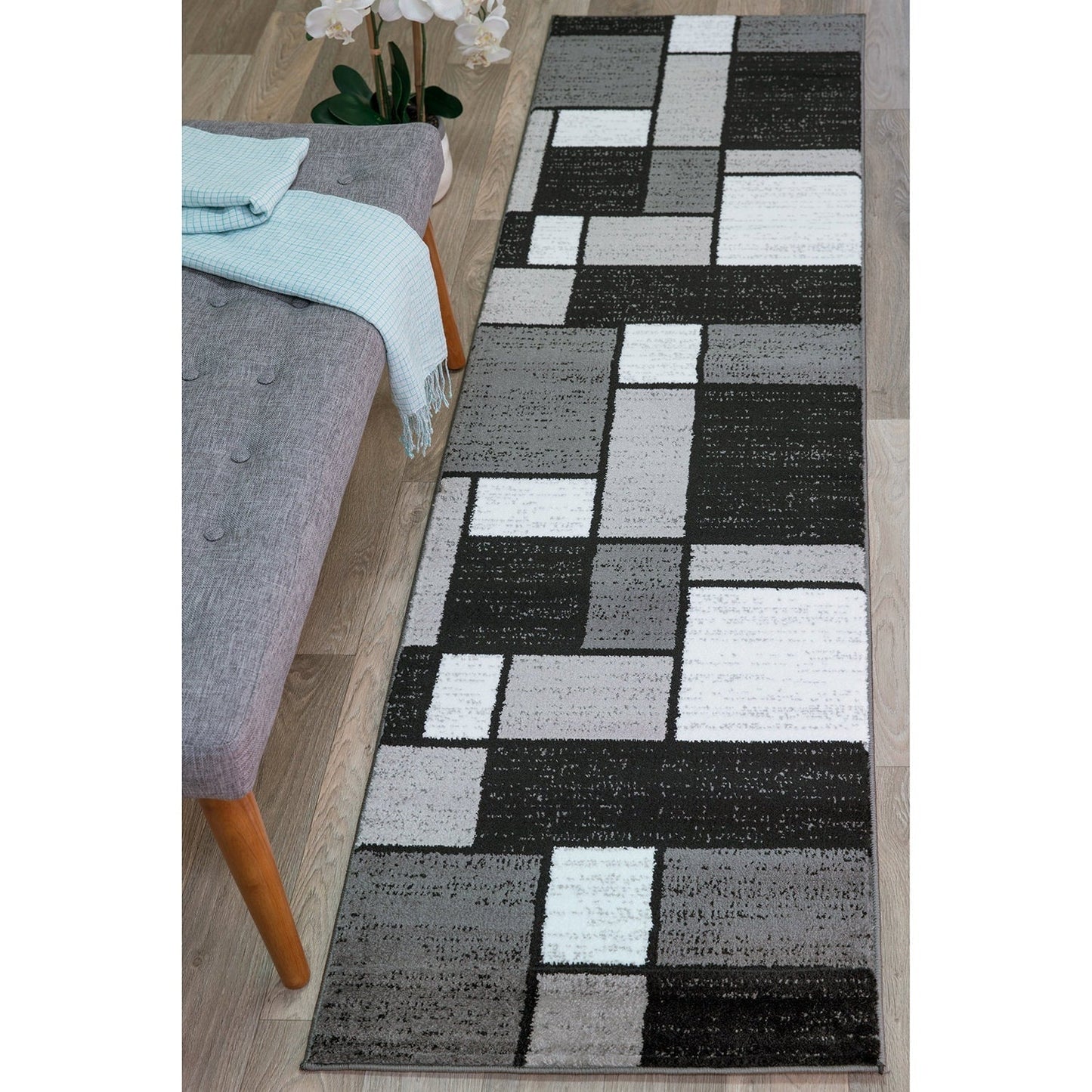 World Rug Gallery Contemporary Modern Boxed Color Block Area Rug