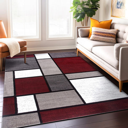 World Rug Gallery Contemporary Modern Boxed Color Block Area Rug