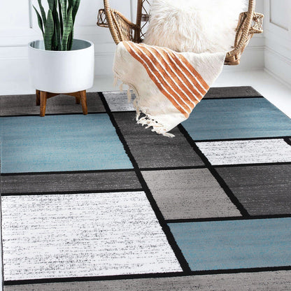 World Rug Gallery Contemporary Modern Boxed Color Block Area Rug