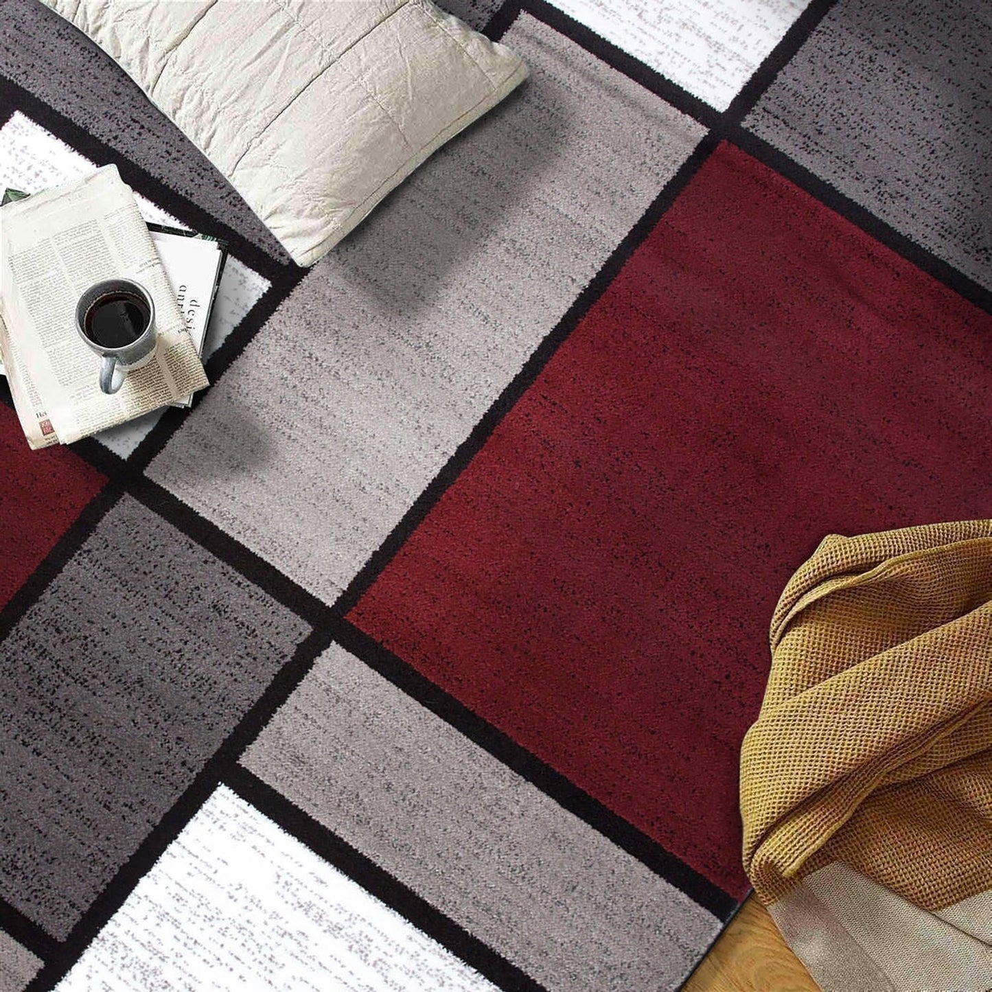 World Rug Gallery Contemporary Modern Boxed Color Block Area Rug