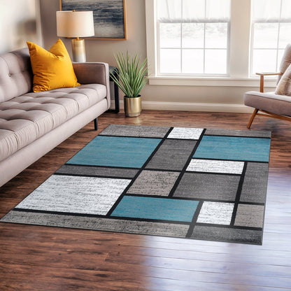 World Rug Gallery Contemporary Modern Boxed Color Block Area Rug