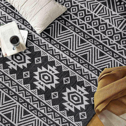 World Rug Gallery Distressed Geometric Bohemian Textured Flat Weave Indoor/Outdoor Area Rug