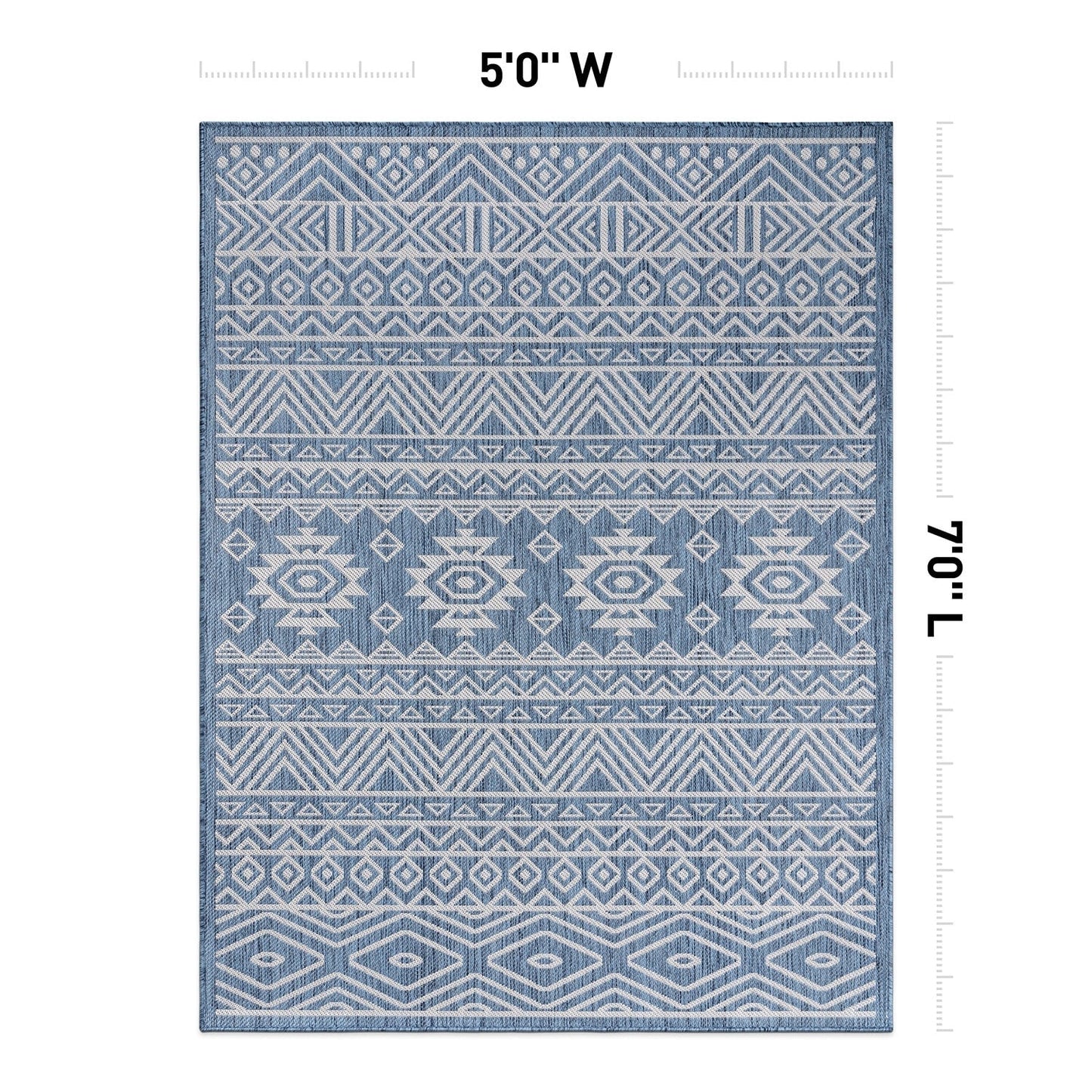 World Rug Gallery Distressed Geometric Bohemian Textured Flat Weave Indoor/Outdoor Area Rug