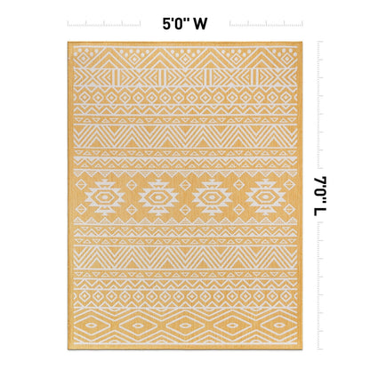 World Rug Gallery Distressed Geometric Bohemian Textured Flat Weave Indoor/Outdoor Area Rug