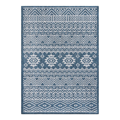 World Rug Gallery Distressed Geometric Bohemian Textured Flat Weave Indoor/Outdoor Area Rug