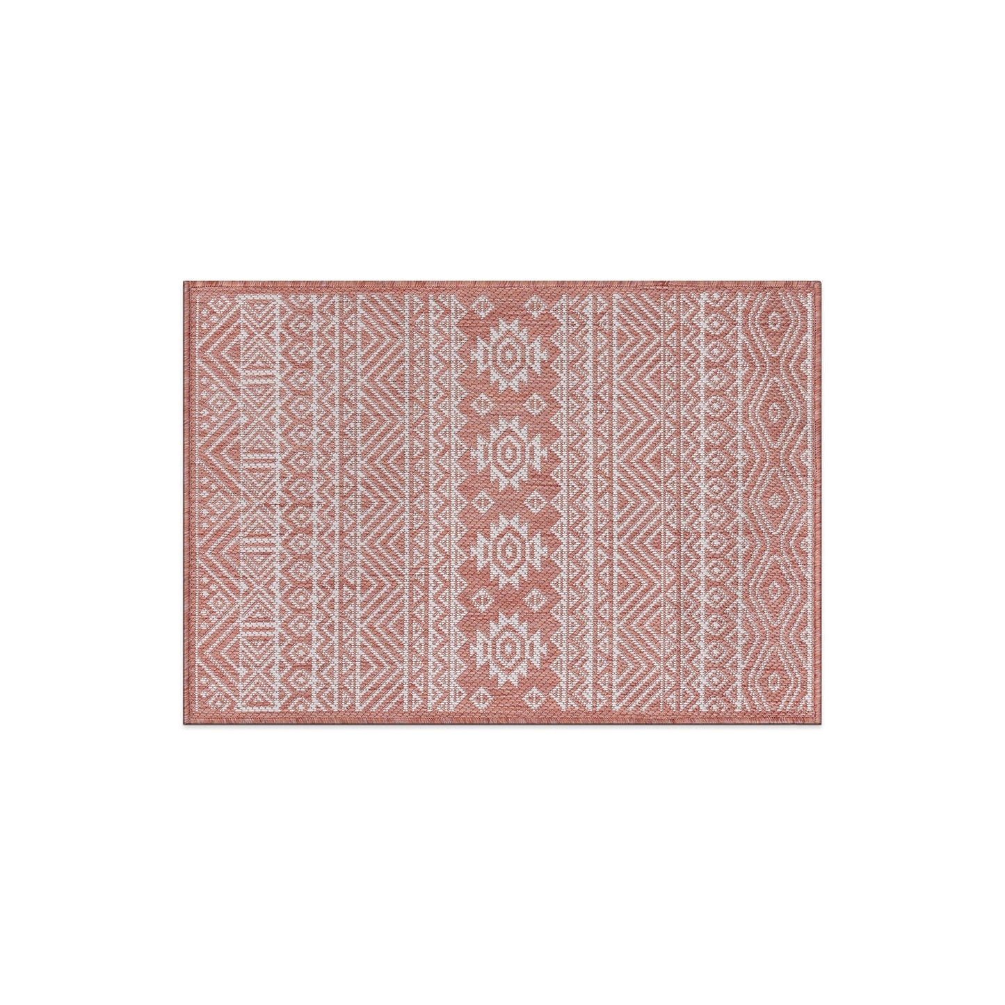 World Rug Gallery Distressed Geometric Bohemian Textured Flat Weave Indoor/Outdoor Area Rug