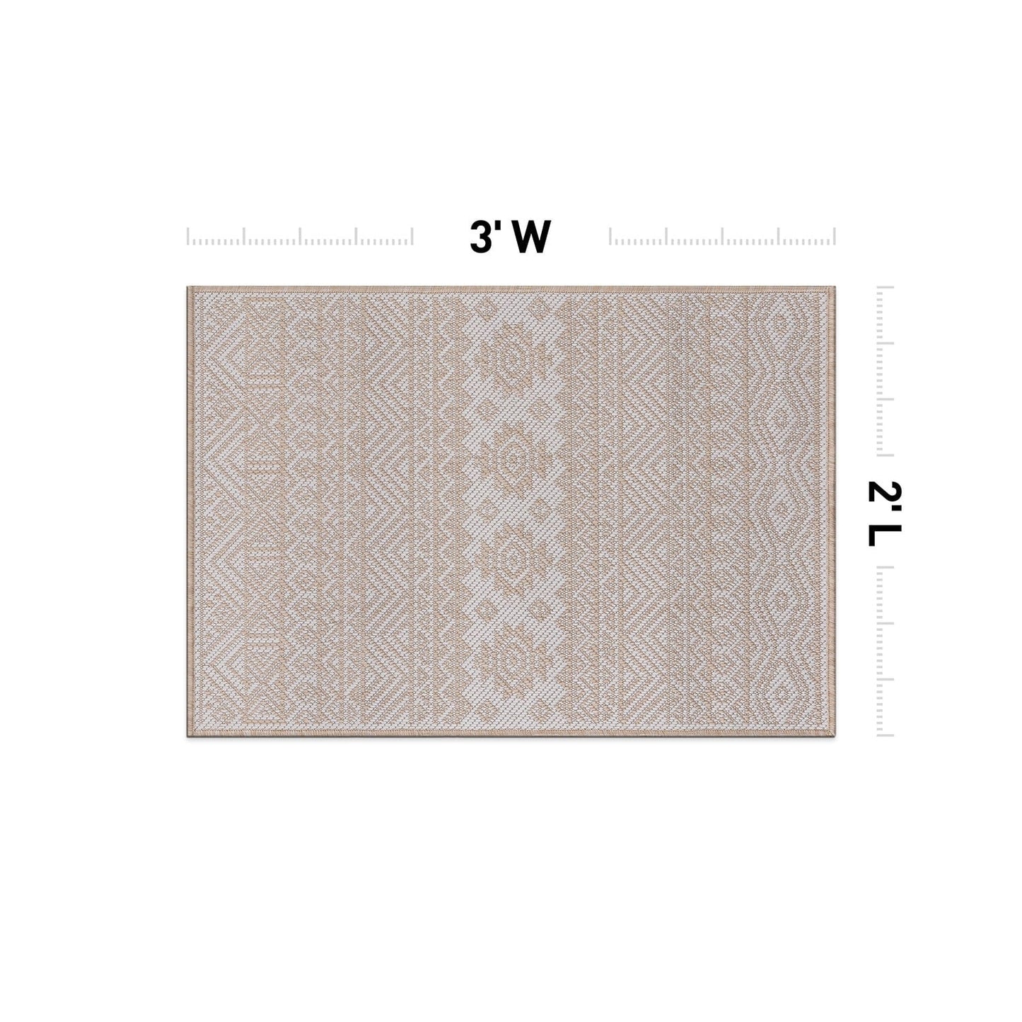 World Rug Gallery Distressed Geometric Bohemian Textured Flat Weave Indoor/Outdoor Area Rug