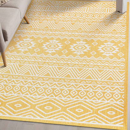 World Rug Gallery Distressed Geometric Bohemian Textured Flat Weave Indoor/Outdoor Area Rug