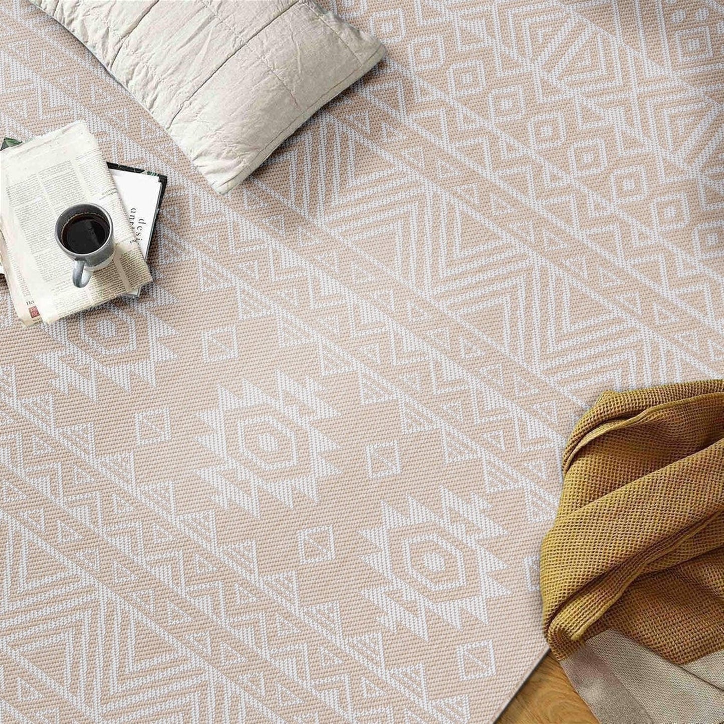 World Rug Gallery Distressed Geometric Bohemian Textured Flat Weave Indoor/Outdoor Area Rug