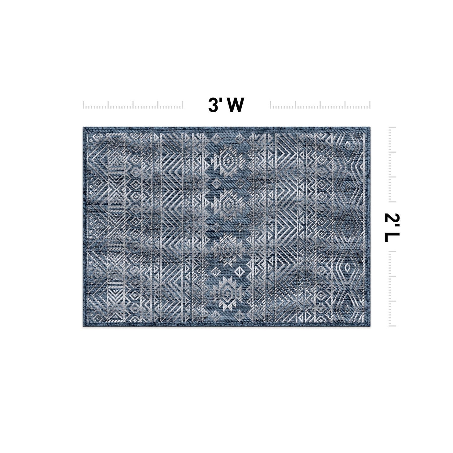 World Rug Gallery Distressed Geometric Bohemian Textured Flat Weave Indoor/Outdoor Area Rug
