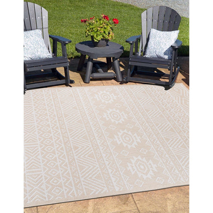 World Rug Gallery Distressed Geometric Bohemian Textured Flat Weave Indoor/Outdoor Area Rug