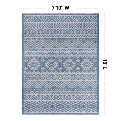 World Rug Gallery Distressed Geometric Bohemian Textured Flat Weave Indoor/Outdoor Area Rug