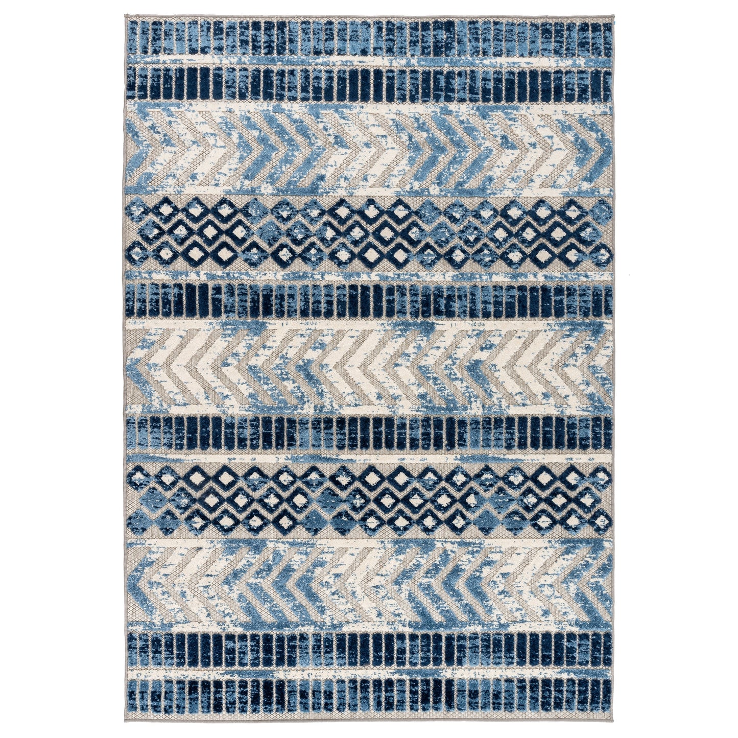 World Rug Gallery Distressed Geometric Indoor/Outdoor Area Rug