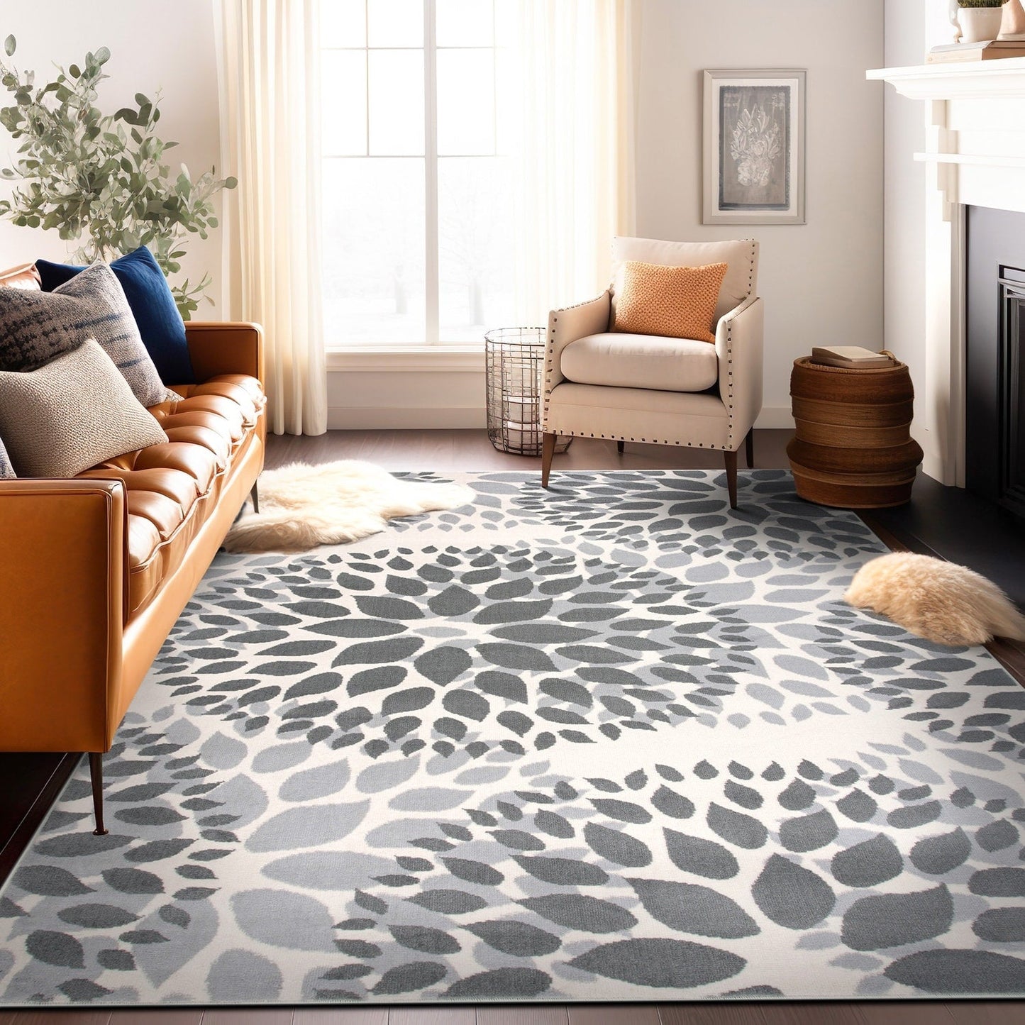 World Rug Gallery Modern Floral Circles Area Rug