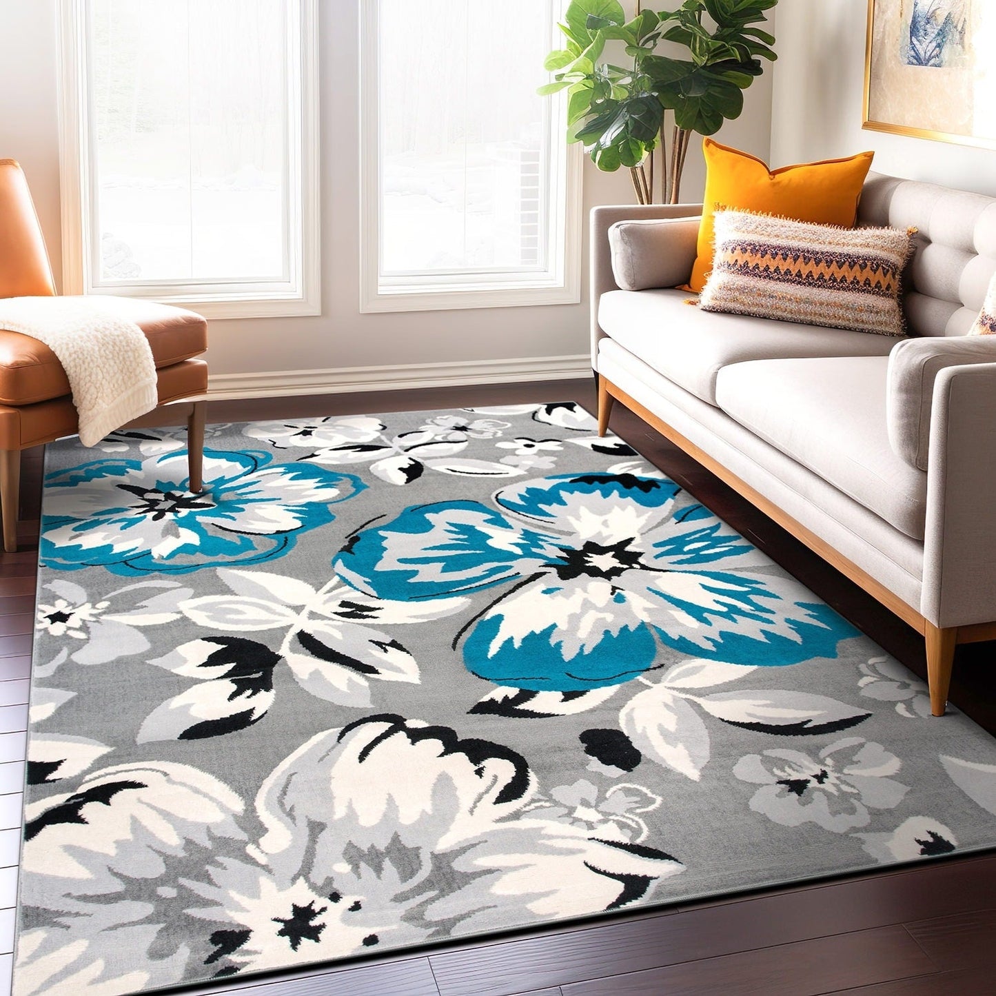 World Rug Gallery Modern Floral Design Area Rug