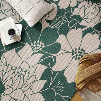 World Rug Gallery Modern Floral Flowers Textured Flat Weave Indoor/Outdoor Area Rug