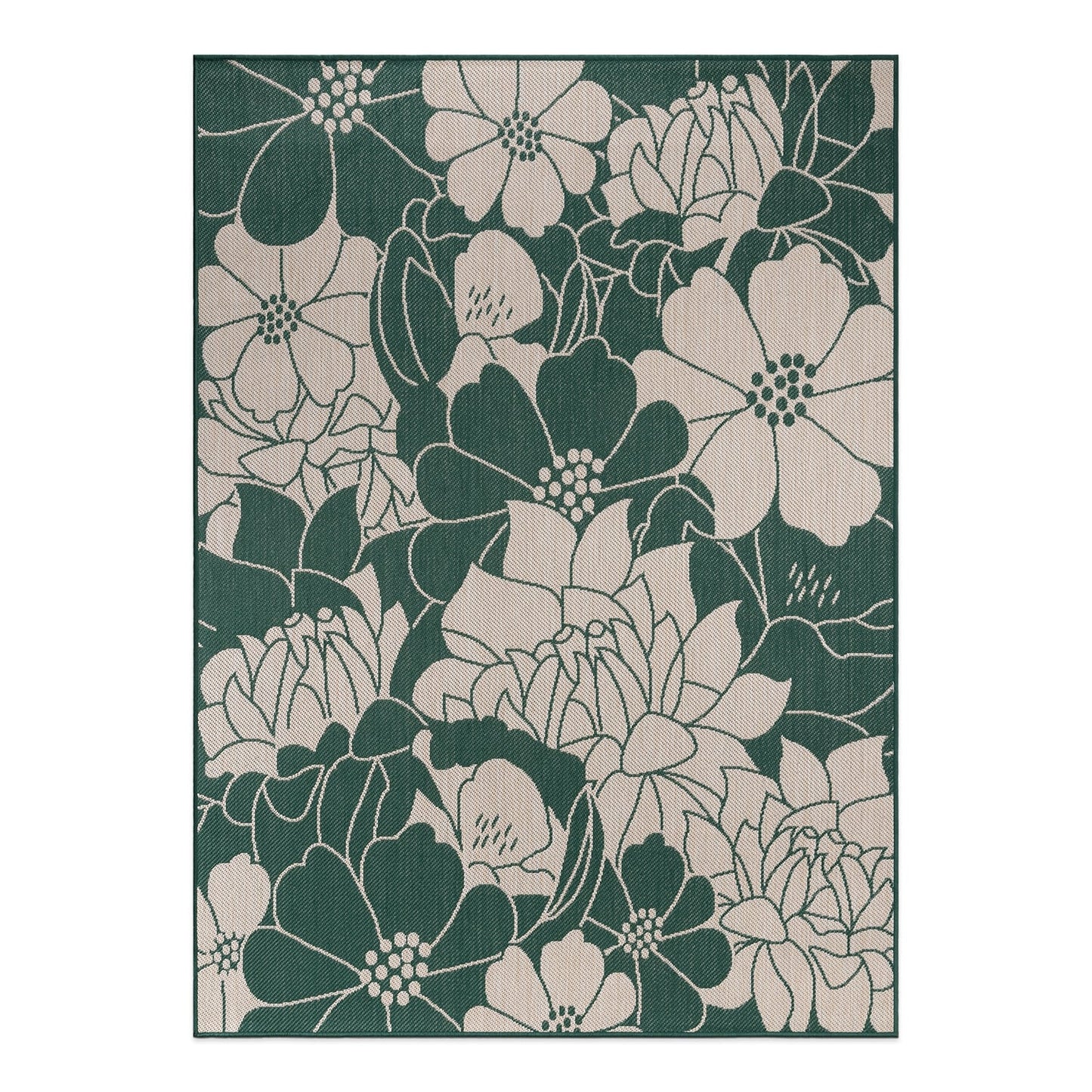 World Rug Gallery Modern Floral Flowers Textured Flat Weave Indoor/Outdoor Area Rug