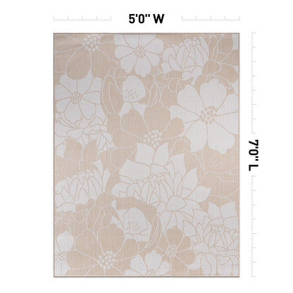 World Rug Gallery Modern Floral Flowers Textured Flat Weave Indoor/Outdoor Area Rug