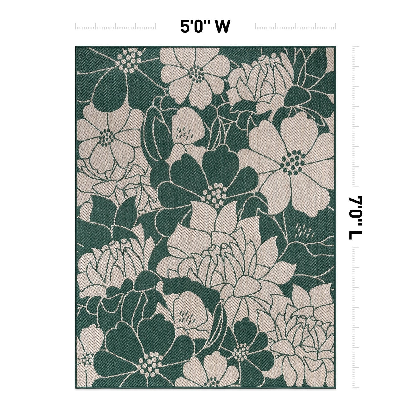 World Rug Gallery Modern Floral Flowers Textured Flat Weave Indoor/Outdoor Area Rug