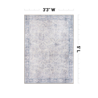 World Rug Gallery Transitional Bordered Vintage Machine Washable Non Slip Area Rug