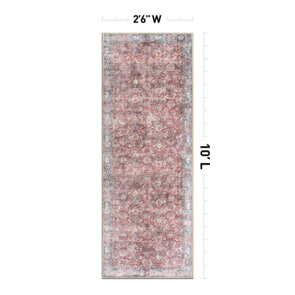 World Rug Gallery Transitional Bordered Vintage Machine Washable Non Slip Area Rug