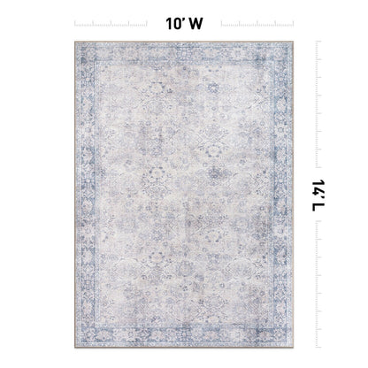 World Rug Gallery Transitional Bordered Vintage Machine Washable Non Slip Area Rug