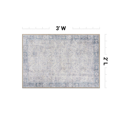 World Rug Gallery Transitional Bordered Vintage Machine Washable Non Slip Area Rug