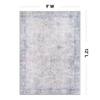World Rug Gallery Transitional Bordered Vintage Machine Washable Non Slip Area Rug