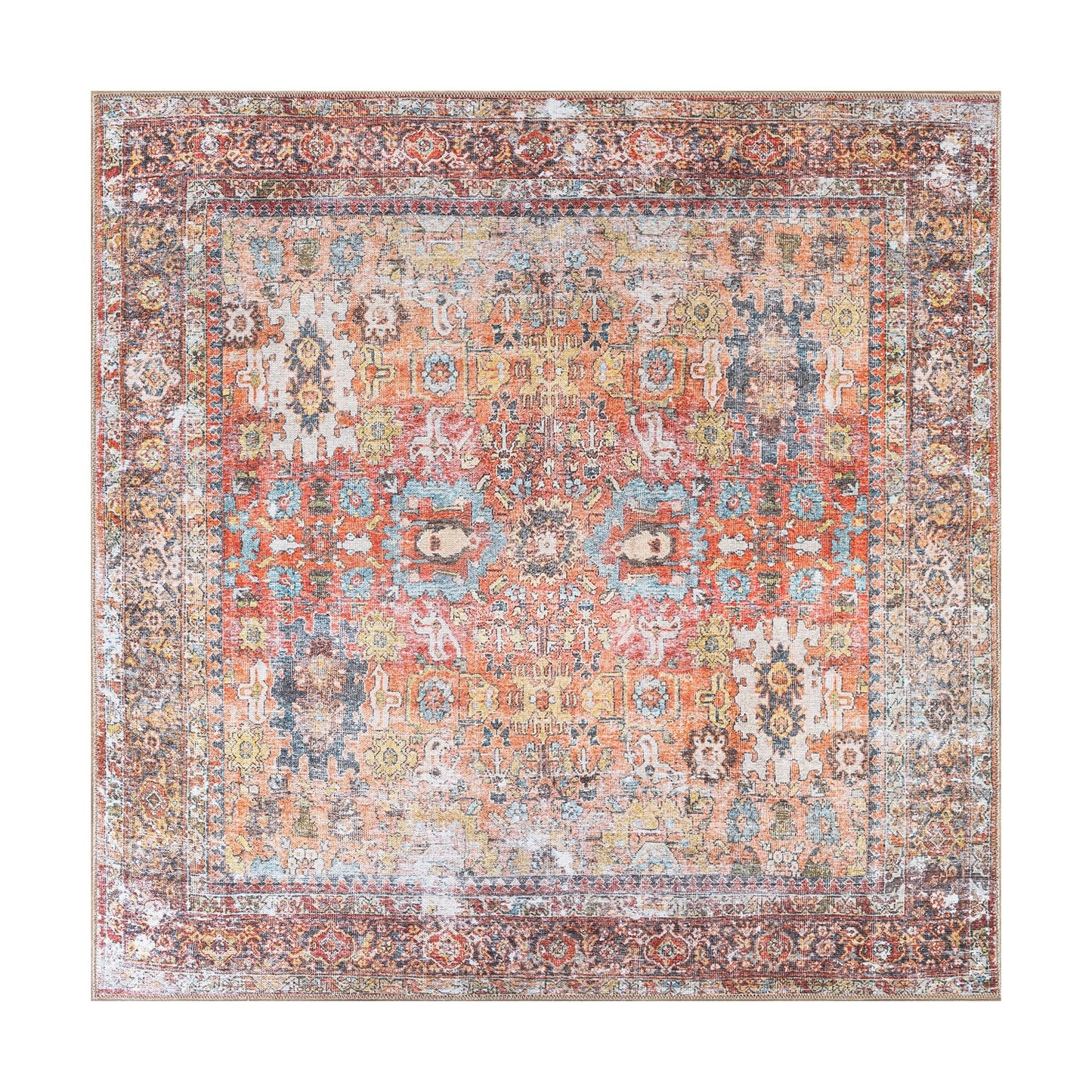 World Rug Gallery Transitional Distressed Machine Washable Non Slip Area Rug
