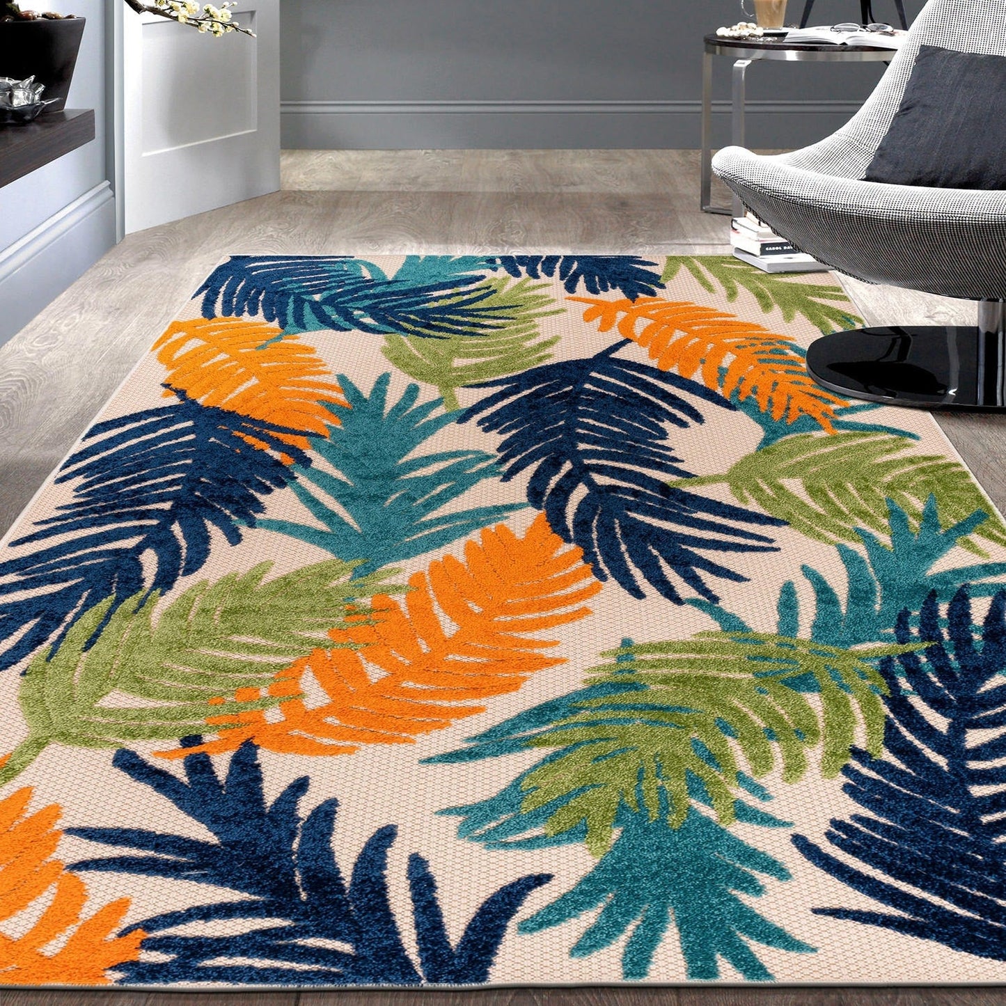 World Rug Gallery Tropical Floral Modern Indoor/Outdoor Area Rug