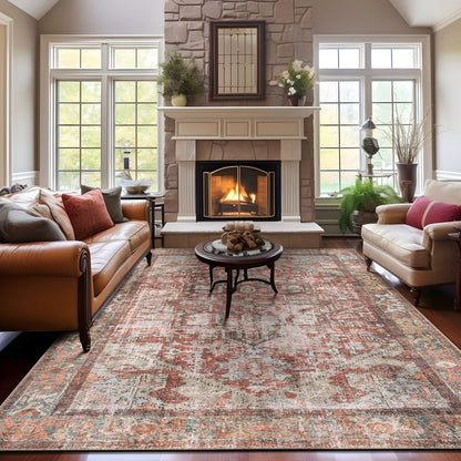 World Rug Gallery Vintage Boho Medallion Machine Washable Non Slip Area Rug