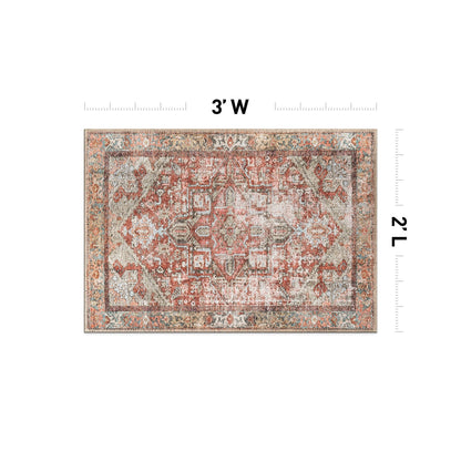 World Rug Gallery Vintage Boho Medallion Machine Washable Non Slip Area Rug