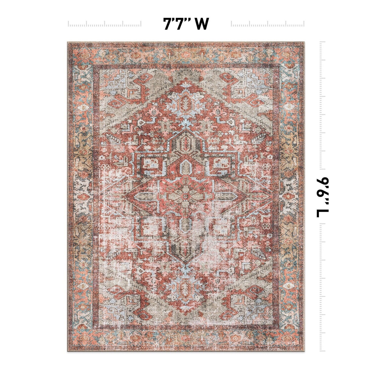 World Rug Gallery Vintage Boho Medallion Machine Washable Non Slip Area Rug