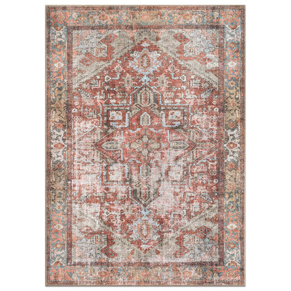 World Rug Gallery Vintage Boho Medallion Machine Washable Non Slip Area Rug